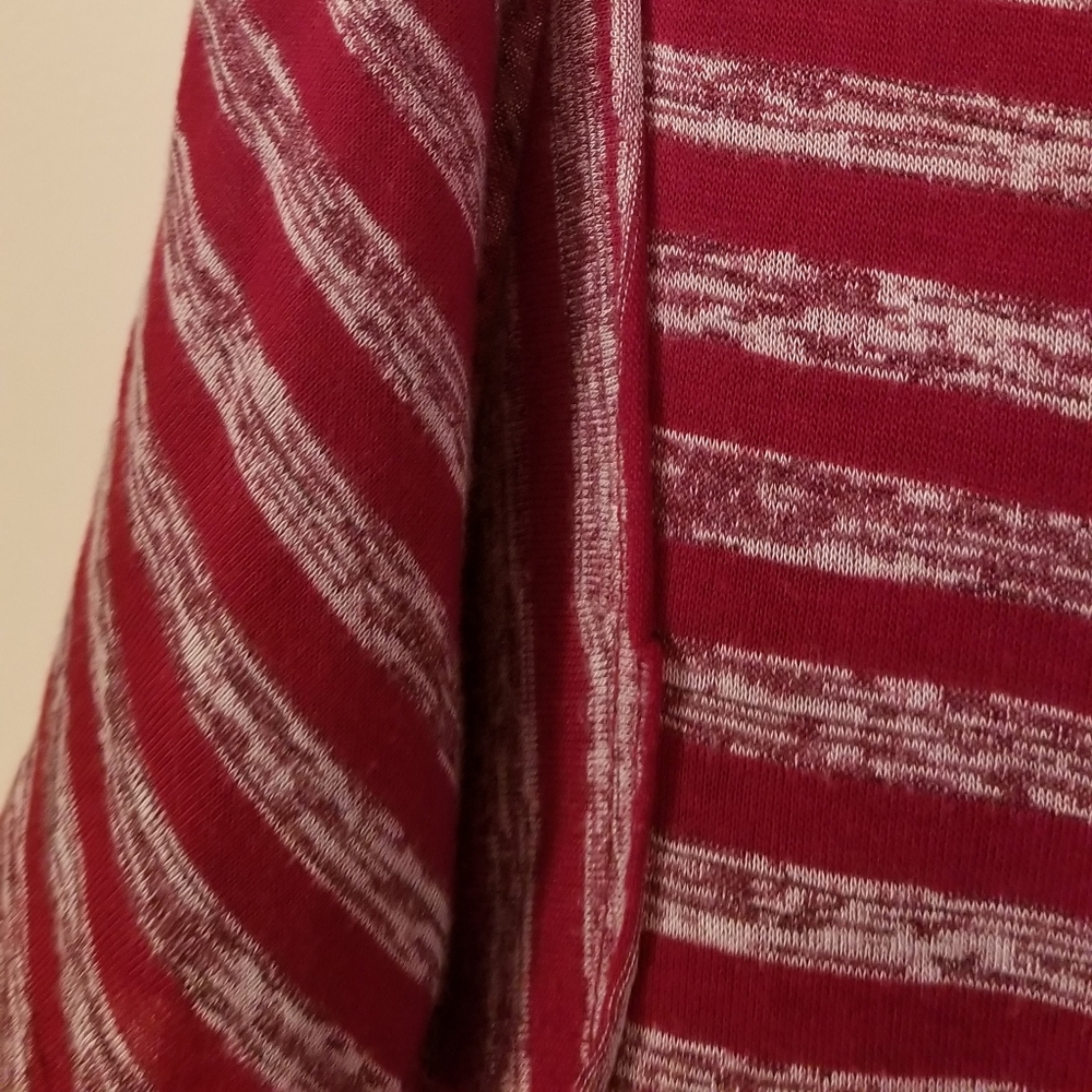 Umgee Heather Gray and Red Striped Ruffle Top - Picture 3 of 10